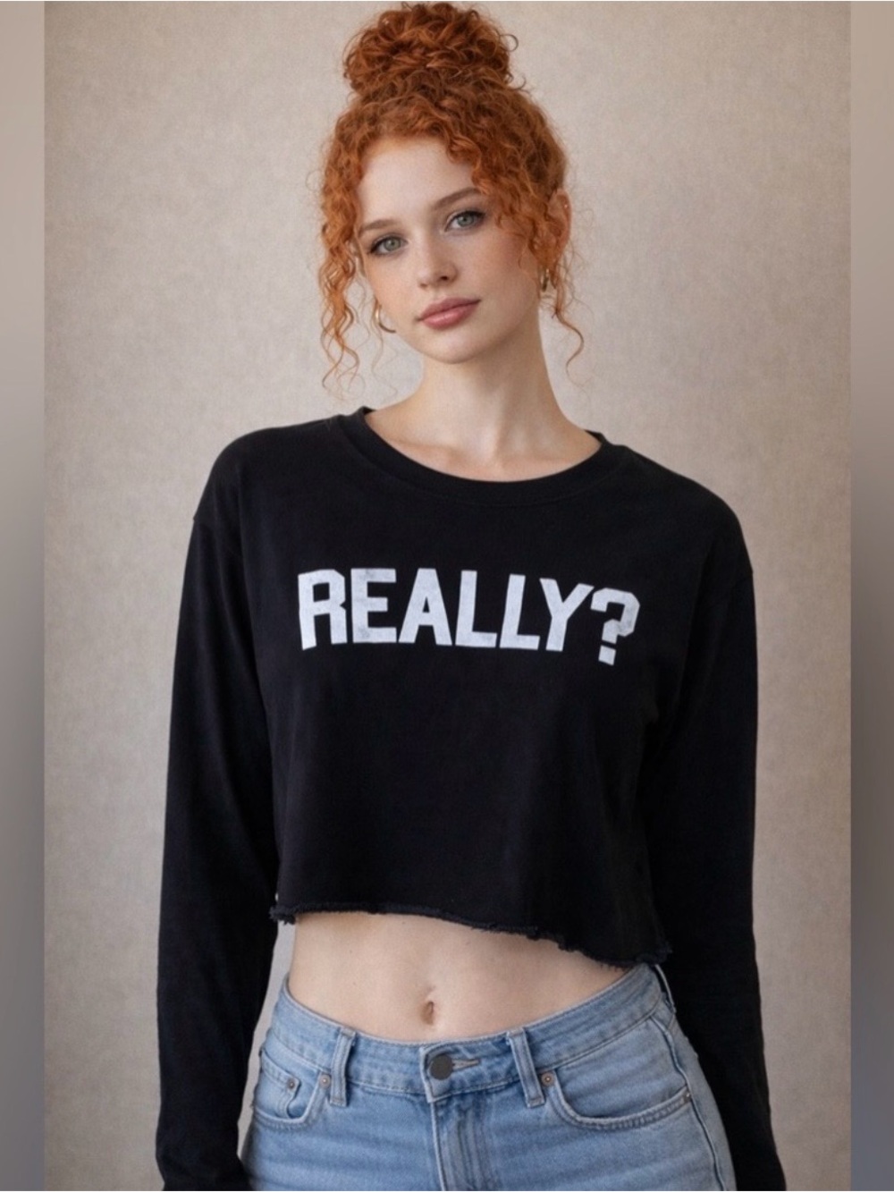 Women’s Black Cropped Graphic Sweatshirt